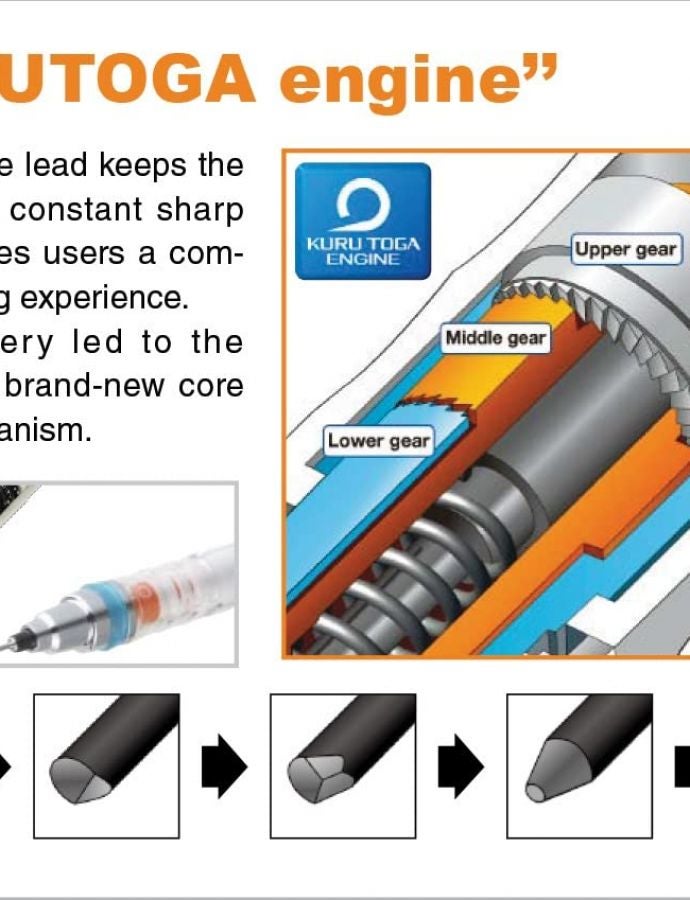 uni Kuru Toga Roulette Model Auto Lead Rotation 0.5mm Mechanical Pencil, Silver Body (M510171P.26) - Image 4