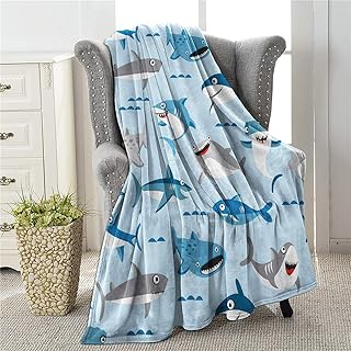 Colla Cute Shark Throws Blankets for Boys Girls Adults, Lightweight Soft & Fuzzy Flannel Plush Kids Decorative Throw - Image 1