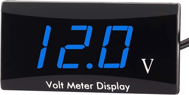 [نسخة مطورة] مقياس فولتية دراجة نارية من كينستيكس DC 12V مقياس فولتية رقمي بشاشة LED لمراقبة فولتية بطارية الدراجة النارية أو السيارة - أزرق - Image 1