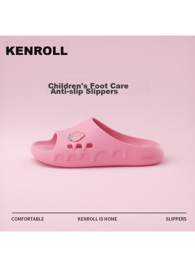 Kenroll Children's Professional Non-slip Slippers, Home Bathroom Odorless, Boys And Girls Bath Sandals, Strawberry Pink, 29/30 - Image 1