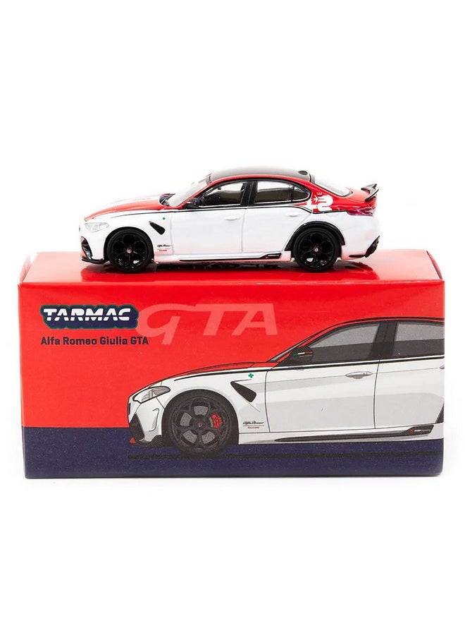 Tarmac Works - Tarmac Works Giulia GTA White and Red with Black Top Global64 Series 1/64 Diecast Model T64G-TL031-RW - Image 1