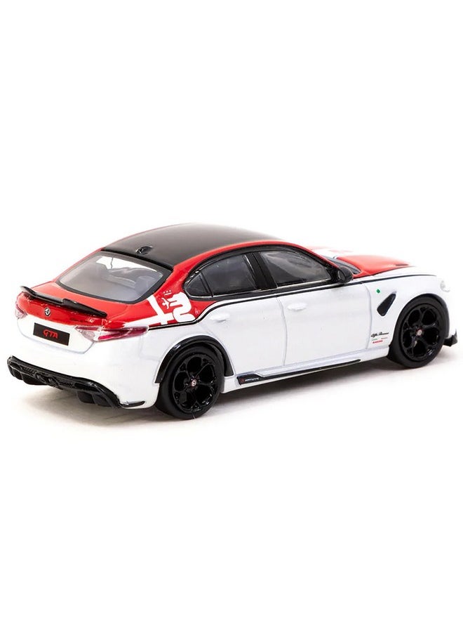 Tarmac Works - Tarmac Works Giulia GTA White and Red with Black Top Global64 Series 1/64 Diecast Model T64G-TL031-RW - Image 1