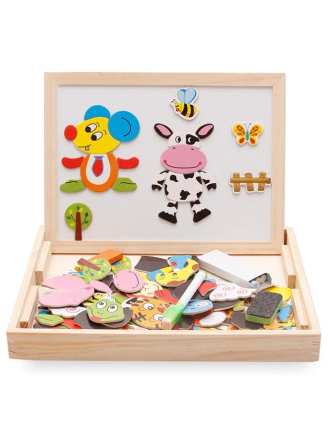 Educational Learning Wooden Animal Magnetic Puzzle with Board Game, Erase Chalkboard Toy for Kids Imagination, Toys Set Children, Twelve Zodiac Puzzle, Color Recognition - Image 1