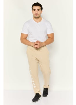 Gazzarrini Men Regular Fit Drawstring Brand Logo Sweatpants, Beige  - Image 2