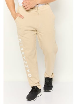 Gazzarrini Men Regular Fit Drawstring Brand Logo Sweatpants, Beige  - Image 1