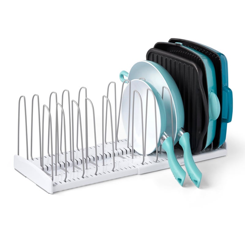 YouCopia StoreMore Expandable Cookware Rack with Tall Steel Wires 12522 Wide Adjustable Pan Organizer for Kitchen Cabinet Storage Classic Edition