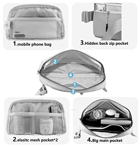 MEISEE Fanny Belt Bag Waist Pack Crossbody Bags Bum Bag for Running Hiking Travel Workout Adjustable Strap for Women -grey - Image 5