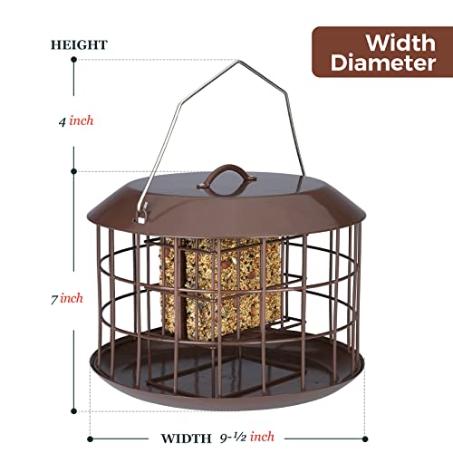Kingsyard Squirrel Proof Suet Feeder, Cage Bird Feeders for Outdoors Hanging, All Metal, Double Suet Cake Capacity, Tray & Weatherproof, Brown - Image 5