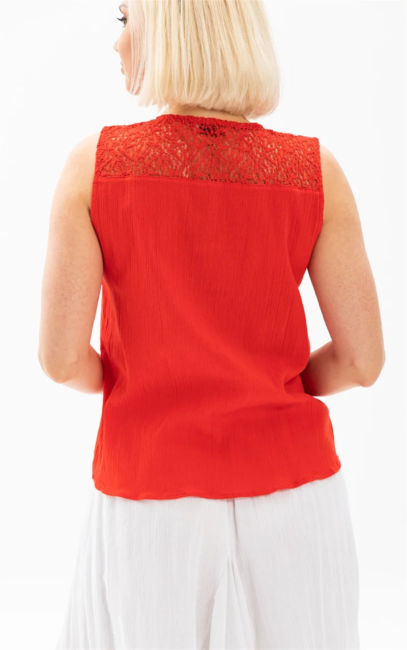 Eliş Şile Bezi Sleeveless Şile Cloth Tern Blouse Red Red