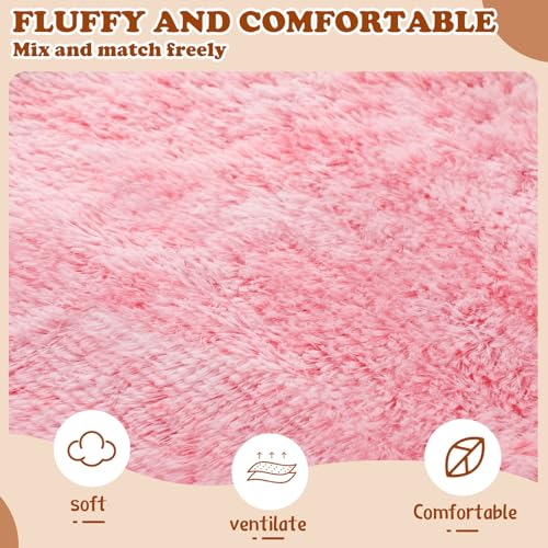 VitalCozy 6 Pcs Faux Fur Throw Pillow Covers Fluffy Couch Cushion 18 x 18 in Square Pillow Luxury Decorative Soft Pillowcase Zipper Closure for Sofa Couch Sleepover PartyPink - Image 3
