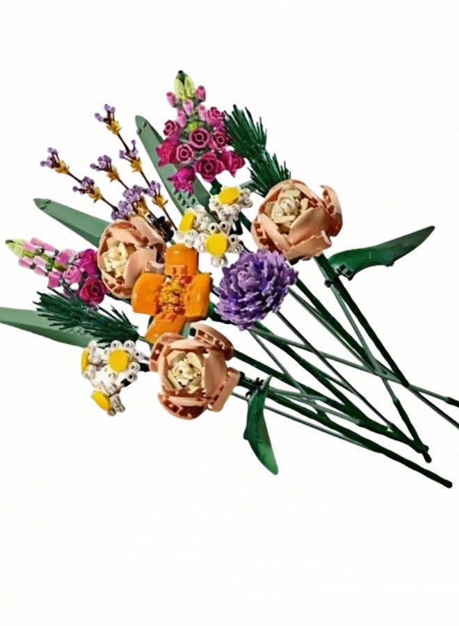 DIY Flower Bouquet Building Blocks Set - 700+ PCS Creative Floral Arrangement Kit, Home Decor / Educational Toy / Perfect Gift for Women & Girls (Adjustable Stems) - Image 3