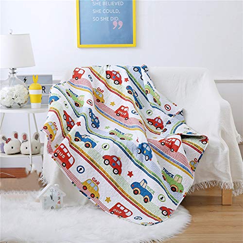 ABREEZE Coverlet Quilt Bedspread Mini-car Summer Air-Conditioning Quilt for Boys Blanket Toddler Nursery Quilted Blanket 43" X 51" - Image 1