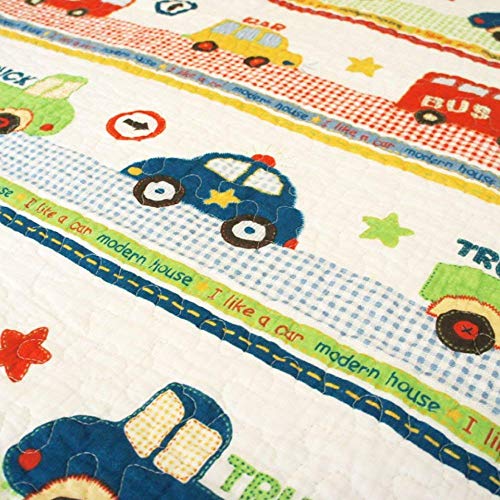 ABREEZE Coverlet Quilt Bedspread Mini-car Summer Air-Conditioning Quilt for Boys Blanket Toddler Nursery Quilted Blanket 43" X 51" - Image 3