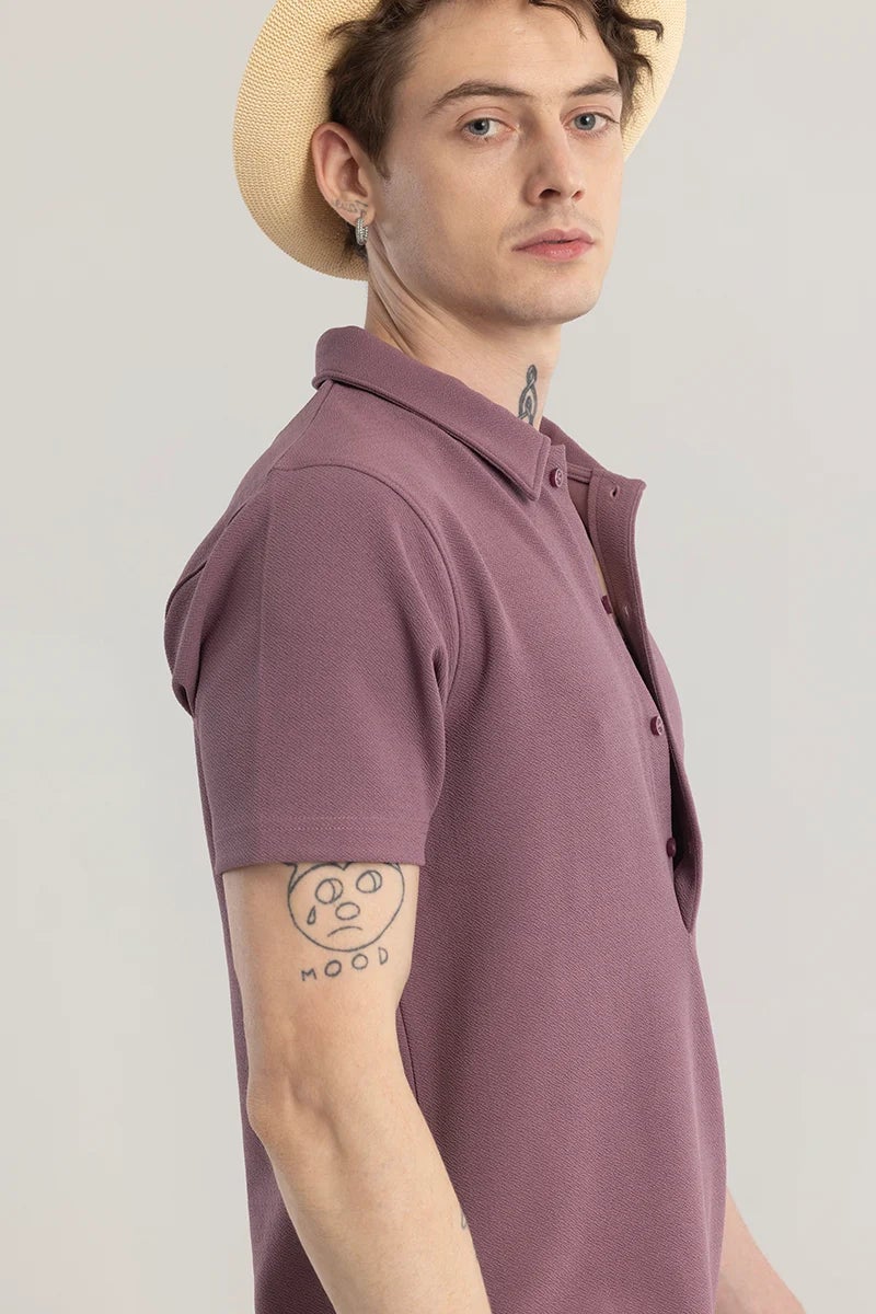 SNITCH Poloshique Mauve Plain Polo T-Shirt - Image 4