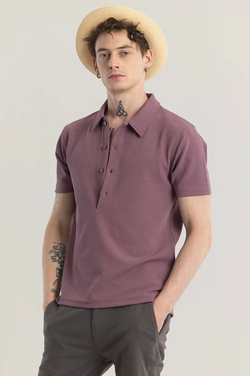 SNITCH Poloshique Mauve Plain Polo T-Shirt
