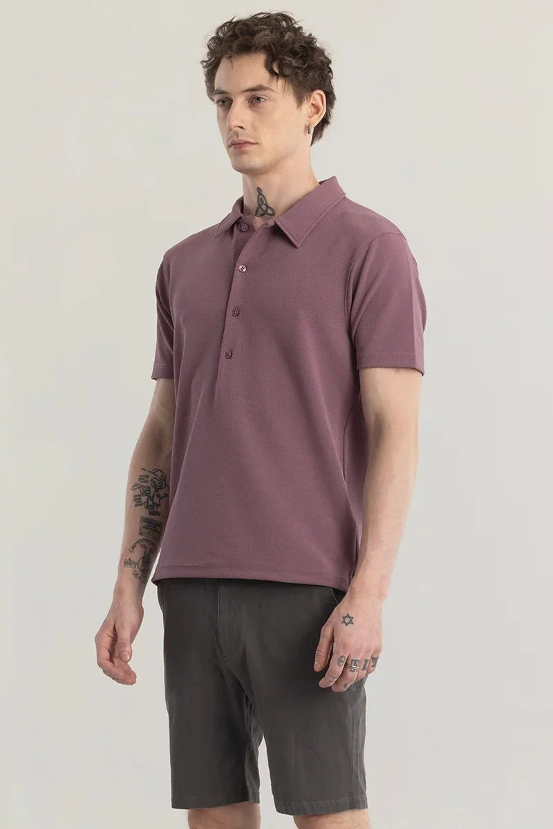 SNITCH Poloshique Mauve Plain Polo T-Shirt