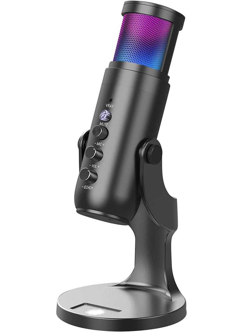 Gaming Microphone, USB Condenser Podcast Microphone with RGB Lighting,Tap-to-Mute Sensor, Cardioid Polar Pattern for Gaming, Streaming, Podcasts, Twitch, YouTube, Discord - Image 1