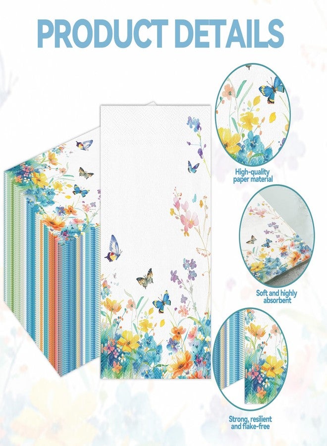 HFBOBP 100Pcs Disposable Floral Paper Napkins, Wildflower Bathroom Napkins Guest Disposable Bloom Wild Flower Hand Towels Dinner Party Napkins for Wedding Birthday Party Baby Shower Decorations - Image 4