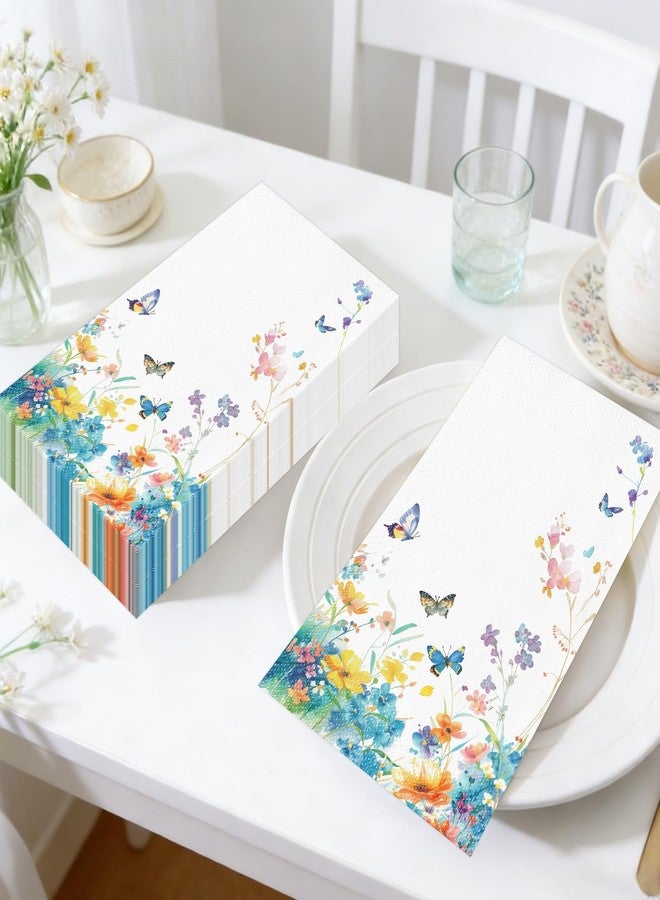HFBOBP 100Pcs Disposable Floral Paper Napkins, Wildflower Bathroom Napkins Guest Disposable Bloom Wild Flower Hand Towels Dinner Party Napkins for Wedding Birthday Party Baby Shower Decorations - Image 5