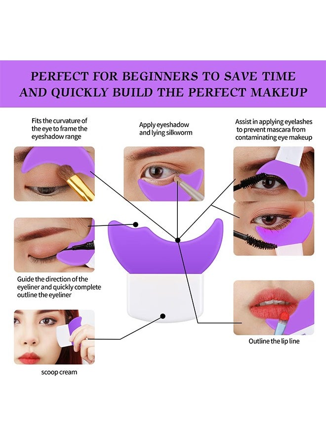 HS - Beginner Novice Shield Applicator Guard Mascara Guard Eyeliner Stencils Eyelash Brush Tool, Multifunction Eyelash Eyeshadow Auxiliary Guard Pads, Upper Lower Eye Lash Mascara Guard Applicator(Purple) - Image 1