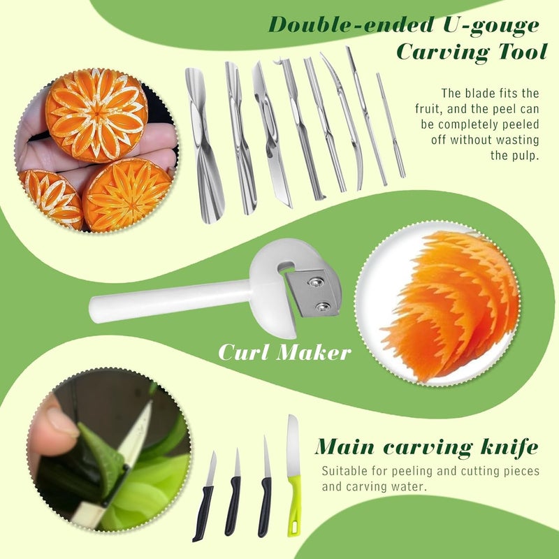 Krbnk 80-Piece Stainless Steel Fruit Carving Tools Set - Professional Watermelon Carving Knife Kit with Ergonomic Handles & Portable Case, Durable Fruit Cutting Tools for Culinary Arts, Sculpting, Peeling - Image 5