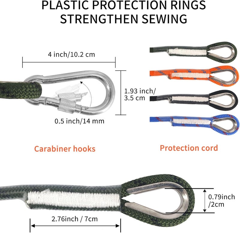 Newdoar Climbing Rope 8(5/16in),10mm (3/8in), High Strength Accessory Cord Rope with 2 Steel Hooks, for Outdoor Rescue Rappelling Rope Down Cliffs ledges Safety Escape Tow Strap Equipment(ArmyGreen) - Image 4