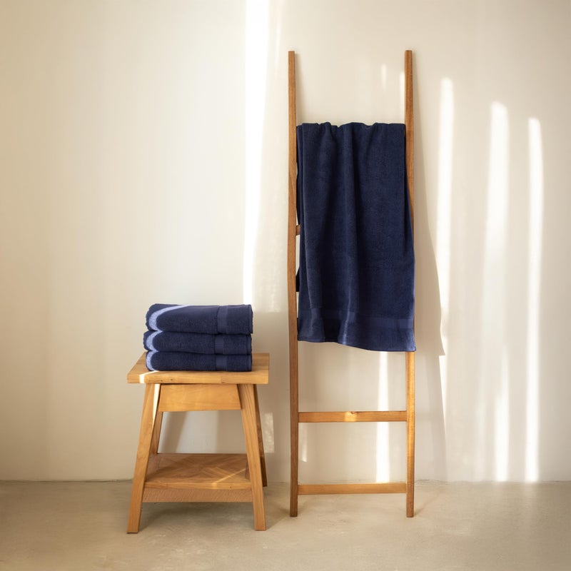 SALBAKOS 100% Turkish Cotton Bath Towel Set of 4 27x54 inch | Heirloom Quality | Hotel & Spa Collection | Ultra Soft, Super Absorbent, Long Lasting Bath Towels | Made in Turkey (Navy, 4 Bath Towels) - Image 2