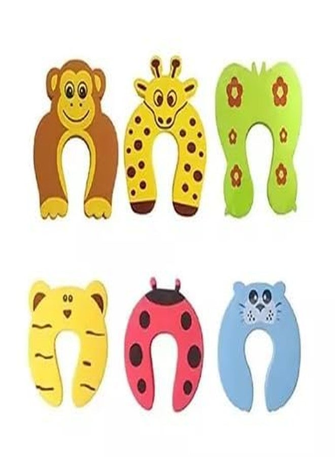 NAIDEV Finger Pinch Guards - Child Safety Door Stoppers - Soft Touch Foam, Cartoon Animal Designs, Easy Installation, Non-Toxic, Prevent Injuries, Childproofing Products (Set of 6) - Image 1