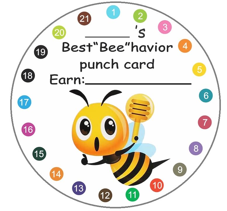 24 Round Punch Cards, Student Awards Loyalty Cards, Incentive Loyalty Reward Card, Homework Classroom Business Kids Behavior Students Teachers (24 Cards)