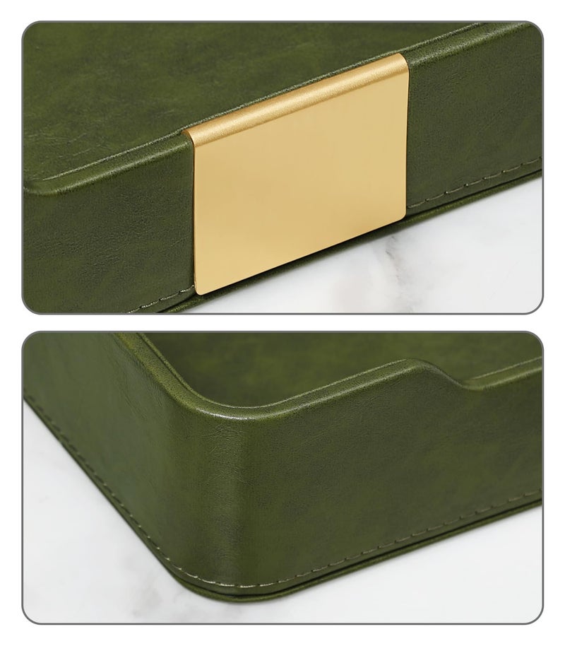 MEIBOOCH 10.2" x 6.7" Nightstand Organizer Tray with Gold Accent, Decorative Valet Trays Cologne Organizer for Men, Key Bowl Perfume Trinket Tray for Dresser Bedside Entryway Table (Dark Green) - Image 4