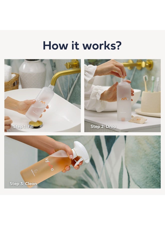 kyma Non-Toxic Bathroom Cleaner Single Kit, 1 Refillable Bottle + 1 Bathroom Refill, 500ml (Makes 1x 500ml Bottle of Bathroom Cleaner), Non-Toxic, Eco Friendly, Removes Limescale & Dirt, Cleans Powerfully - Image 4