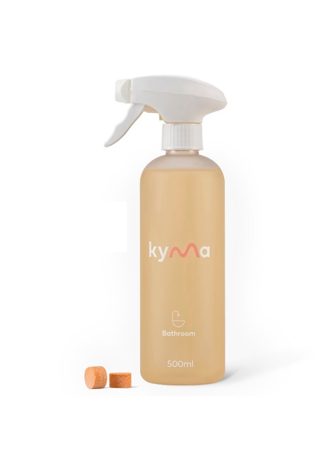 kyma Non-Toxic Bathroom Cleaner Single Kit, 1 Refillable Bottle + 1 Bathroom Refill, 500ml (Makes 1x 500ml Bottle of Bathroom Cleaner), Non-Toxic, Eco Friendly, Removes Limescale & Dirt, Cleans Powerfully - Image 1