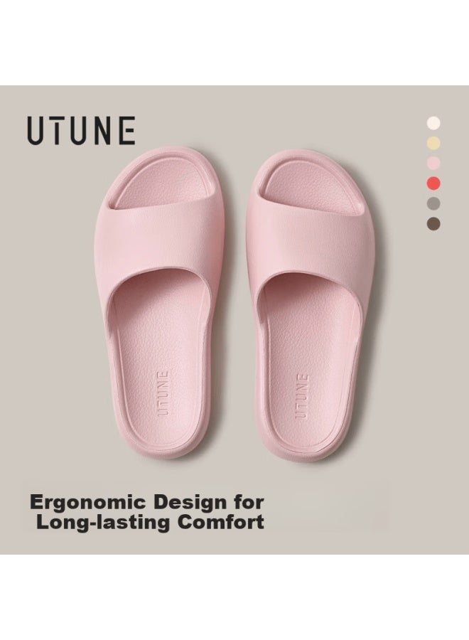 Utune Taiwan Slippers For Women, Fashionable Home Non-slip Bathroom Shower Quiet Summer Couple Sandals For Men, Pink 37-38 - Image 1