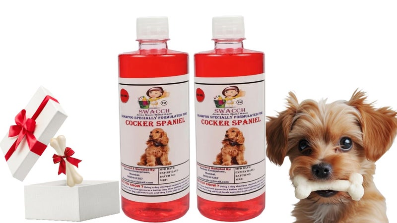 swacch Shampoo | Puppy Safe Shampoo | Cocker Spaniel Dog Shampoo (500ml) (Pack of 2) Jasmine + Small White Bone | Dog Chew Bones | Teething chew Toy | Dental Teething | Combo Pack - Image 1