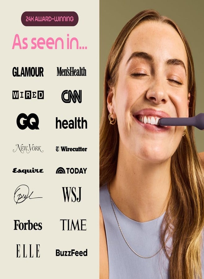 Quip Metal Sonic Electric Toothbrush for Adults - Time Travel & Soft Bristles with Travel Case & Replacement Brush Head - 3 Month Battery Life, Dusk Plum - Image 5