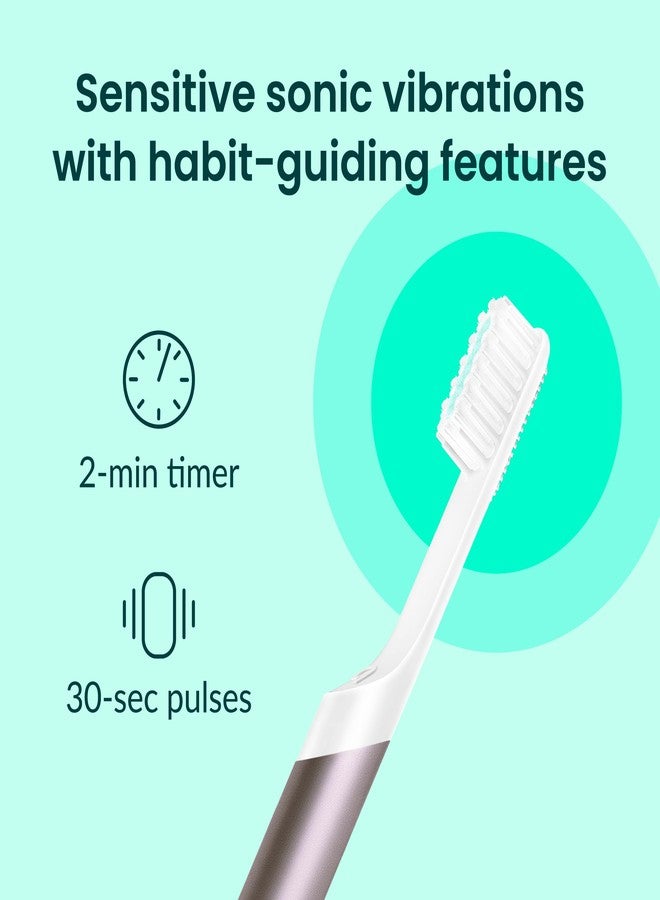 Quip Metal Sonic Electric Toothbrush for Adults - Time Travel & Soft Bristles with Travel Case & Replacement Brush Head - 3 Month Battery Life, Dusk Plum - Image 3
