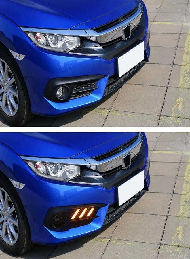 BIHEE Daytime Running Light Assembly for Honda Civic 2016 2017 2018, 2 Color DRL Driving Fog Lamp Waterproof Bright Amber Turn Signal Light Assembly Kit,1 Pair - Image 2