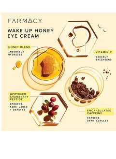 FARMACY Farmacy Wake Up Honey Vitamin C + Caffeine Eye Cream - Anti-Aging Under Eye Cream for Dark Circles and Puffiness - Hyaluronic Acid + Antioxidants Hydrate and Smooth Wrinkles Over Time (15ml)  - Image 3