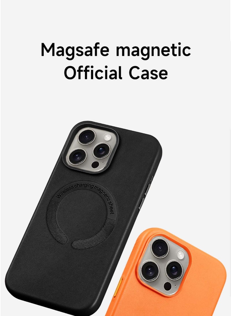 Techie غطاء خلفي جلدي مغناطيسي ماجسيف لآبل آيفون 15 برو ماكس مع تبطين مايكروفايبر - أسود - Image 2