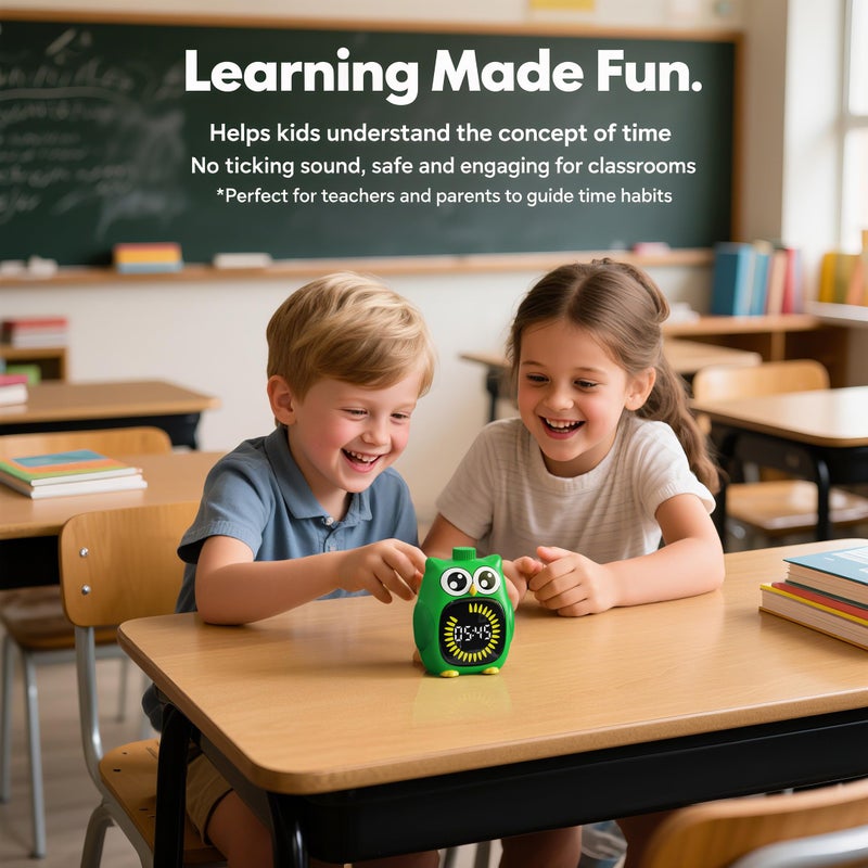 Doli Yearning Visual Timer for Kids, 99 Minute Cute Owl Digital Countdown Timer for Home School Classroom Supplies Study, Silent Time Management Tool (Green) - Image 4