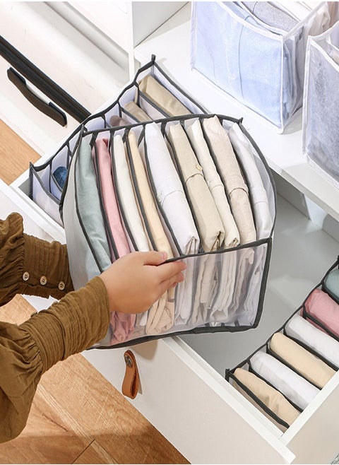 Folding Drawer Organizers, 7 Grid Compartment Storage Box Closet Clothes Drawer Mesh Separation Box