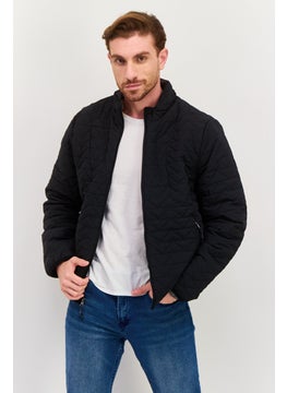 Men Quilted Puffer Jacket, Black