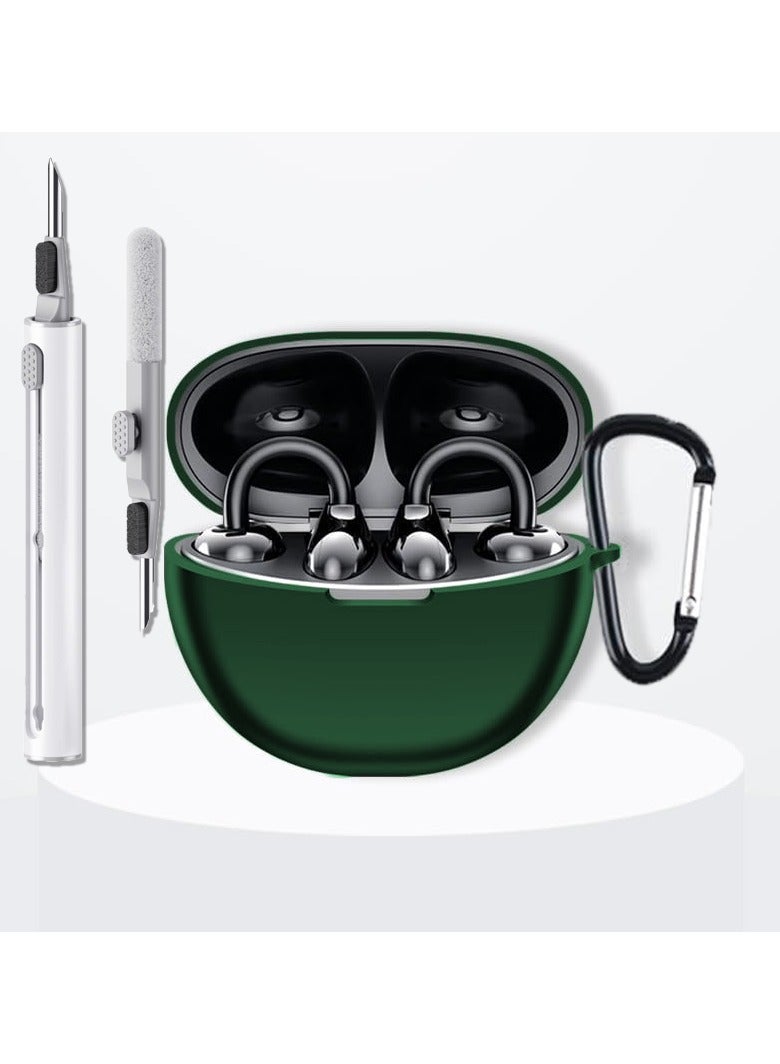 Compatible with Honor Choice Earbuds Clip Earphone Cover, Silicone Anti Drop All Inclusive, Simple Solid Color case-Green - Image 1