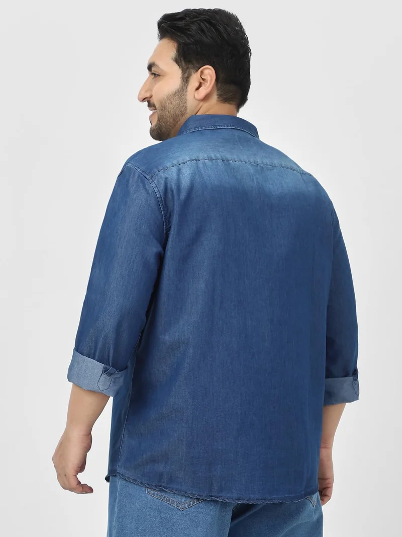 Urbano Fashion  Urbano Plus Men's Blue Full Sleeve Regular Fit Casual Denim Shirt  | Best Price UAE