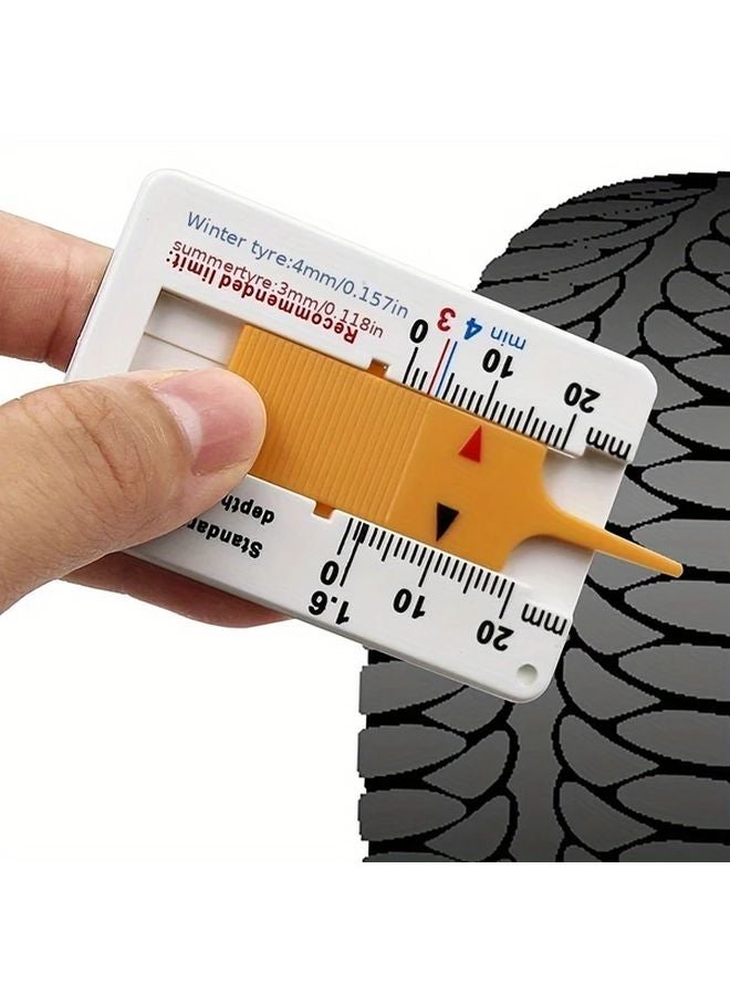 Portable Tire Tread Depth Gauge Calipers 0 20mm Durable Plastic Easy Read Car Motorcycle - Image 2