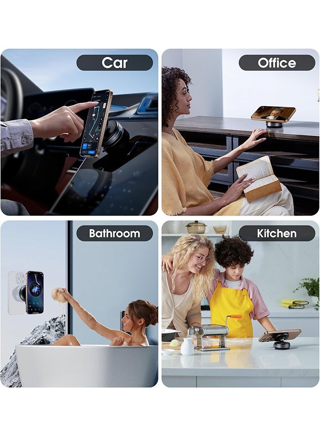 Ant 360° Rotatable Vacuum Magnetic Phone Holder, Adjustable Hands-Free Suction Cup Car Phone Mount for Car/Gym/Mirror/Smooth Surface, Compatible with All Smartphones, Black - Image 5