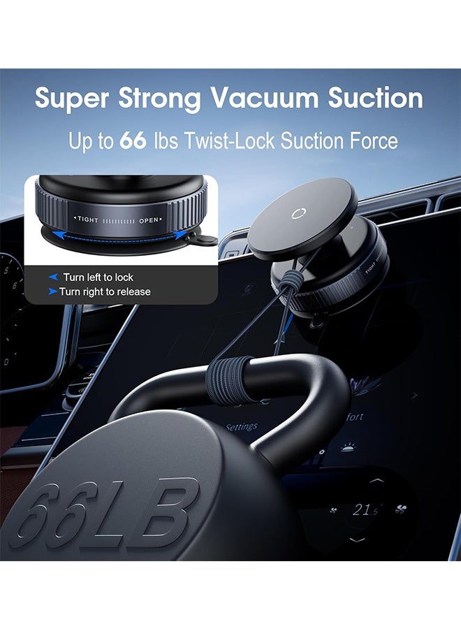 Ant 360° Rotatable Vacuum Magnetic Phone Holder, Adjustable Hands-Free Suction Cup Car Phone Mount for Car/Gym/Mirror/Smooth Surface, Compatible with All Smartphones, Black - Image 2