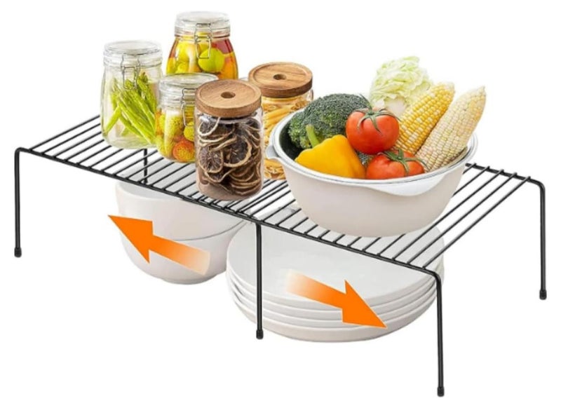 Expandable Kitchen Storage Organizer Spice Rack Cabinet Organization Shelves Heavy-Duty Rustproof Shelf, Adjustable Durable Rack Space Saving Countertop Drawer Cabinet Pantry (black) - Image 1