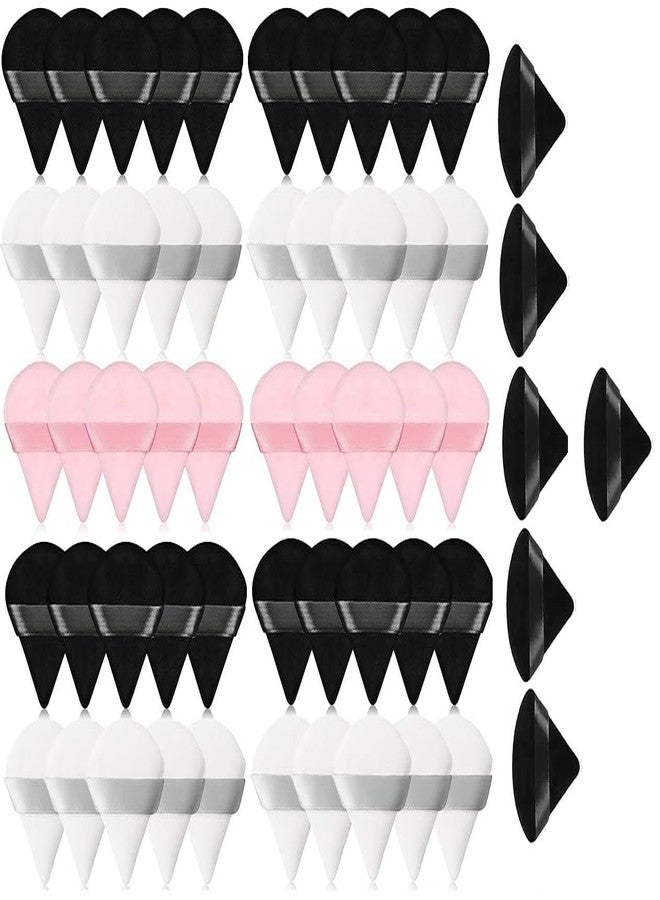 SUNISA 57 Pieces Triangle Cosmetic Loose Powder Puffs Washable Reusable Soft Plush Foundation Sponge for Face Body Wet Dry Makeup Tool- Multicolor Pack of 57 - Image 1