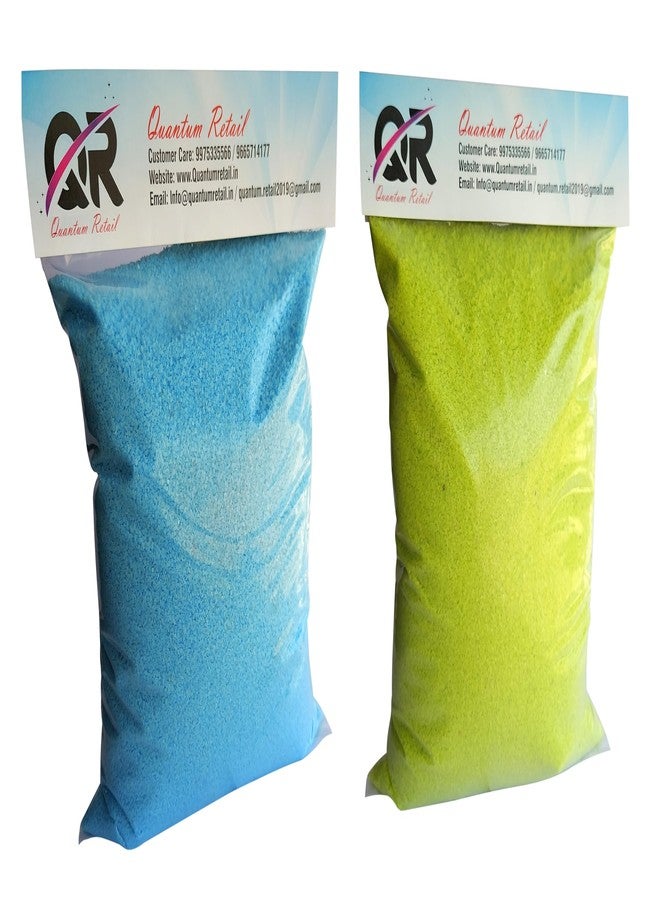Quantum Retail-Sugar Size Sand Gravel for Aquarium/Home & Garden/Lawn Decoration/Aquarium Substrate/Terrarium/Quartz Sand/Aquarium Sand for Fish Tank (450 GMS-Blue + 450 GMS-Green Sand) - Image 1